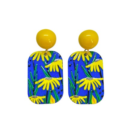 earrings stud plexiglass yellow daisies2